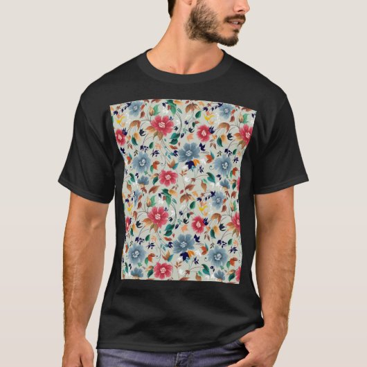 エレガンス開花:フローラヴィンテージ背景 Tシャツ (正面)