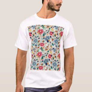 エレガンス開花:フローラヴィンテージ背景 Tシャツ