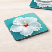 エレガンス開花:ホワイトハイビスカス調和 コースター (左側)