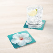 エレガンス開花：ホワイトハイビスカス調和 ペーパーコースター (インサイチュ)