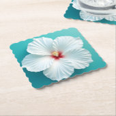 エレガンス開花：ホワイトハイビスカス調和 ペーパーコースター (アングル)