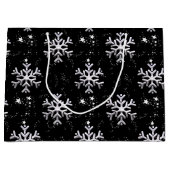 エレガンス霜の降りたスノーフレークスプレンダーブラッククリスマス ラージペーパーバッグ (正面)