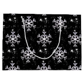 エレガンス霜の降りたスノーフレークスプレンダーブラッククリスマス ラージペーパーバッグ (裏面)