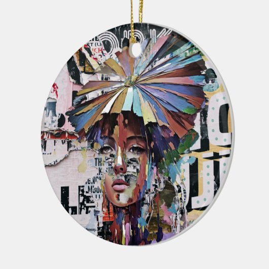 エレガンス鮮やか:カラフル女の芸術的子 セラミックオーナメント (左)