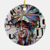 エレガンス鮮やか:カラフル女の芸術的子 セラミックオーナメント (裏面)