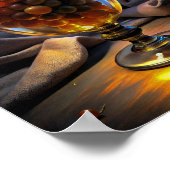 "エレガンス鮮やか:グラスにオレンジ色のブドウ". ポスター (角)