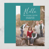 エレガンス・スクエア新年の写真カード |ティール（緑がかった色） シーズンカード (正面/裏面)