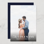 エレガンス | ネイビーブルー | ホリデー縦写真 シーズンカード (正面/裏面)