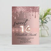 エレガンス ローズゴールド ドリップス スウィートシックスティーン 招待状 (スタンド正面)