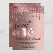 エレガンス ローズゴールド ドリップス スウィートシックスティーン 招待状 (正面/裏面)