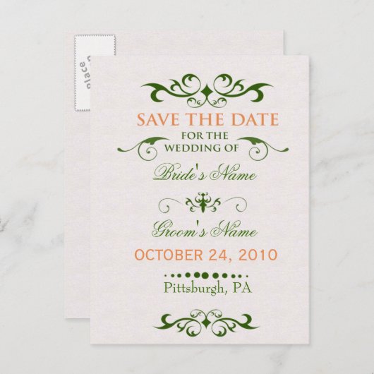 エレガンス – 日付の保存 案内ポストカード (正面/裏面)