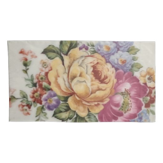 エレガンス:磁器インスパイアフローラ枕ケース 枕カバー (裏面-右)