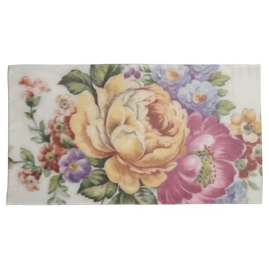 エレガンス:磁器インスパイアフローラ枕ケース 枕カバー (正面右)