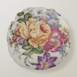 エレガンス：磁器インスパイア丸枕 ラウンドクッション