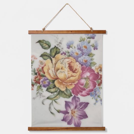 エレガンス:磁器インスパイア木材をトッピングしたタペストリー 吊り下げ型タペストリー (正面)