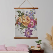 エレガンス：磁器インスパイア木材をトッピングしたタペストリー 吊り下げ型タペストリー