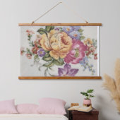 エレガンス：磁器インスパイア木材をトッピングしたタペストリー 吊り下げ型タペストリー (寝室)