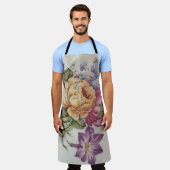 エレガンス：磁器 – インスパイアフローラプリントエプロン エプロン (着用した状態)