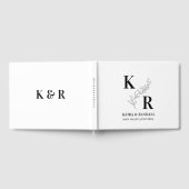 エレガンス：結婚のモノグラムミニマル白黒 ゲストブック (全面)