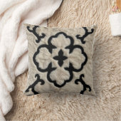エレガンス：装飾の白黒キリム枕 クッション (ブランケット)