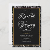 エレガンス – 金ゴールド&ブラック – 結婚式招待状 招待状 (正面)