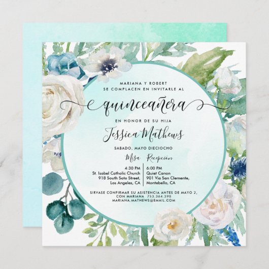 エレガンテインビタシオンデキンセアニラアクアトゥルケサI 招待状 (正面/裏面)