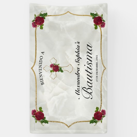 エレガンテクルスドラダロサスロハスニーニャスバウティスモ 横断幕 (縦)