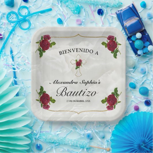 エレガンテクルスドラダロサスロハスニーニャスバウティゾ ペーパープレート (パーティー)