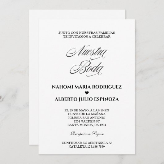 エレガンテスペインのビアンコYネグロヌエストラボーダ 招待状 (正面/裏面)