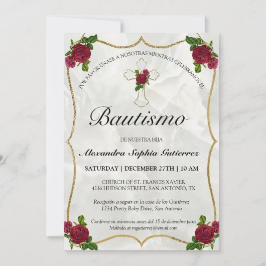 エレガンテバウティスムデベデオロロサローホ 招待状 (正面)