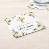 エレガンテバウティスモフローラブランコ スクエアペーパーコースター (アングル)