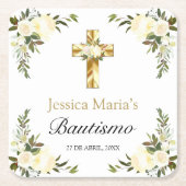 エレガンテバウティスモフローラブランコ スクエアペーパーコースター (正面)