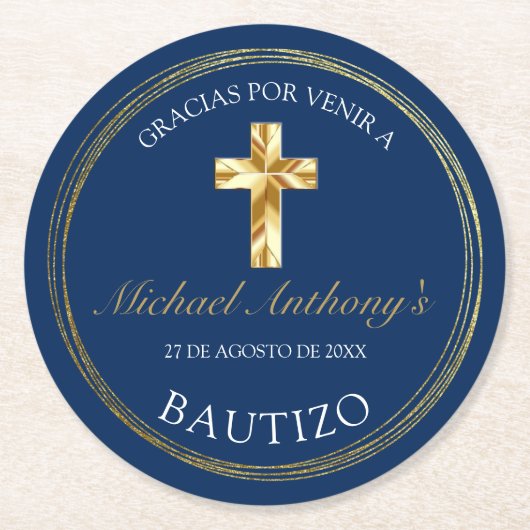 エレガンテバウティゾデベアズールドラドグラシアス ラウンドペーパーコースター (正面)