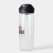 エレガンテブラックタイポグラフィメリークリスマス ウォーターボトル (背面)