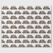 エレガンテブラックタイポグラフィメリークリスマス ラッピングペーパー (フラット)