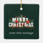 エレガンテホワイトタイポグラフィメリークリスマス セラミックオーナメント (裏面)