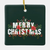 エレガンテホワイトタイポグラフィメリークリスマス セラミックオーナメント (正面)