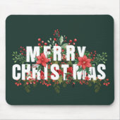 エレガンテホワイトタイポグラフィメリークリスマス マウスパッド (正面)