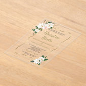 エレガンテマグノリアスペインの金ゴールドヌエストラボーダ アクリル招待状 (レイダウン)