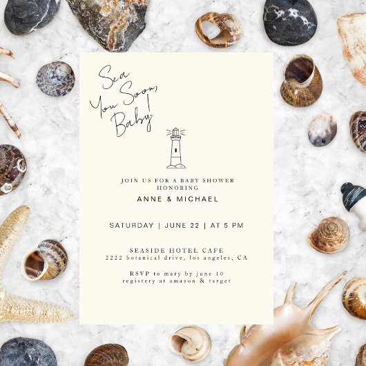 エレガンテモダオセアノベビーシャワーマールパートンベベ 招待状