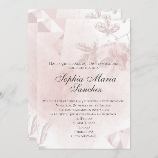 エレガンテローザオロサフローラエスパニョールフラセオロジア 招待状 (正面/裏面)