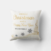 エレガンテ金ゴールドタイポグラフィメリークリスマス クッション (裏面)