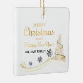 エレガンテ金ゴールドタイポグラフィメリークリスマス セラミックオーナメント (右)