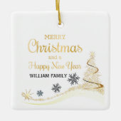 エレガンテ金ゴールドタイポグラフィメリークリスマス セラミックオーナメント (正面)
