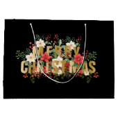 エレガンテ金ゴールドタイポグラフィメリークリスマス ラージペーパーバッグ (裏面)