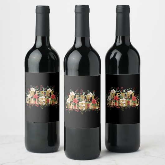 エレガンテ金ゴールドタイポグラフィメリークリスマス ワインラベル (ボトル)