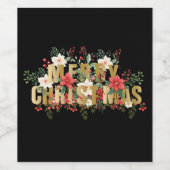 エレガンテ金ゴールドタイポグラフィメリークリスマス ワインラベル (シングルラベル)