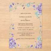 エレガントあじさい水カラーフローラ結婚ズ アクリル招待状 (正面)