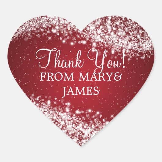 エレガントありがとうきらめくウェーブレッド ハートシール (正面)