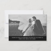 エレガントありがとうハートタイポグラフィ結婚写真 サンキューカード (裏面)